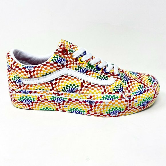Vans Old Skool Platform (Pride) Multi True White Multi LGBTQ Womens Casual Shoes